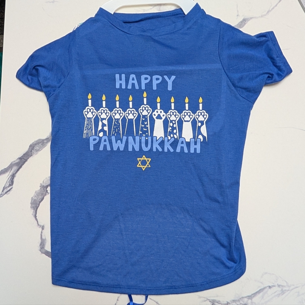 Blue Happy Pawnukkah Dog Tee, Size XL